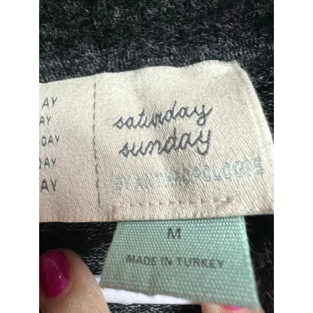Saturday Sunday Anthropologie Turtleneck Grayish Black Stretchy Medium - Picture 3 of 9